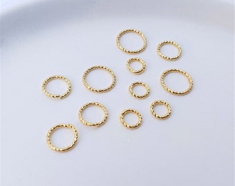 Twisted Jump Rings, Open /Closed Rings, Gold Plated Jump Rings