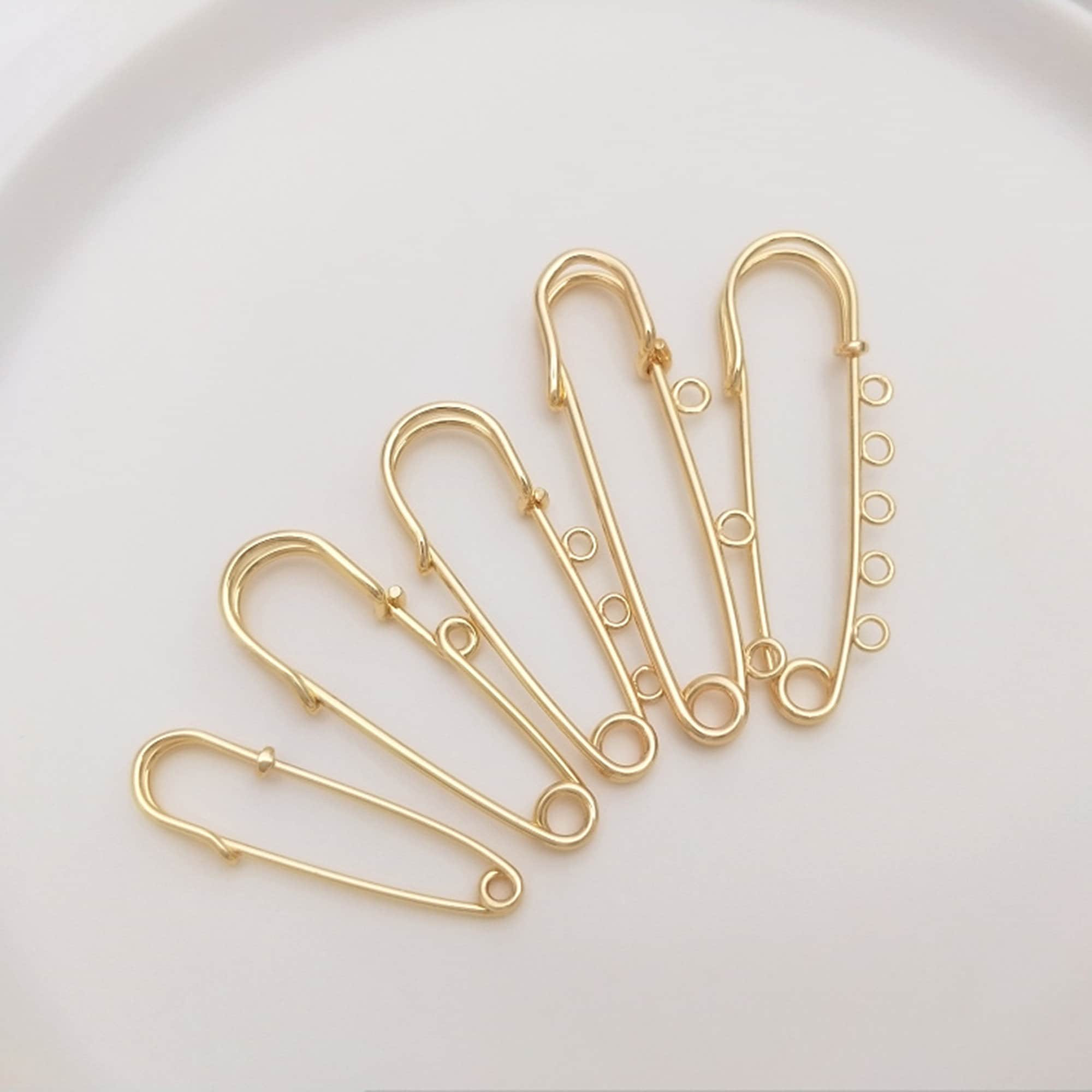 BULK 20 Safety Pin Silver Tone 3 Hole Brooch Pins F669