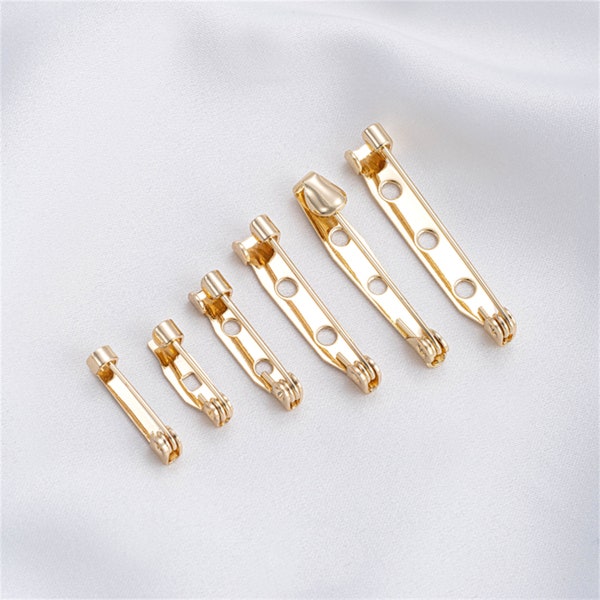 Gold Plated Brooch Pin Backs Base Safety Locks