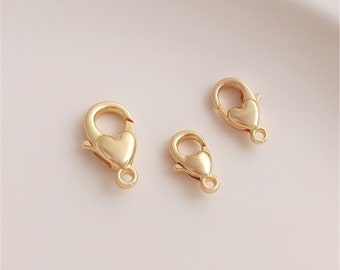 Heart Lobster Claw Clasps Gold Plated Lobster Clasps