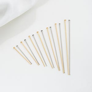 14K Gold Plated Stainless Steel T Head Pins: Jewelry Making Supplies, 20-50mm