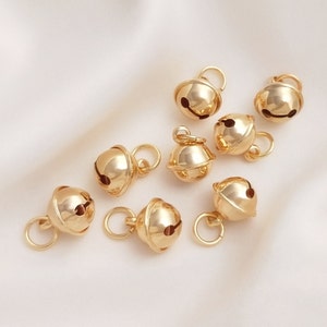 Pingente de sino com anel de ouro 14KT em forma de sino de gato