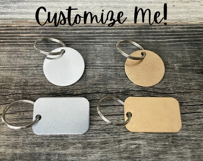 Custom Hand Stamped Metal Keychains- Personalize It- In Aluminum or Bronze metal