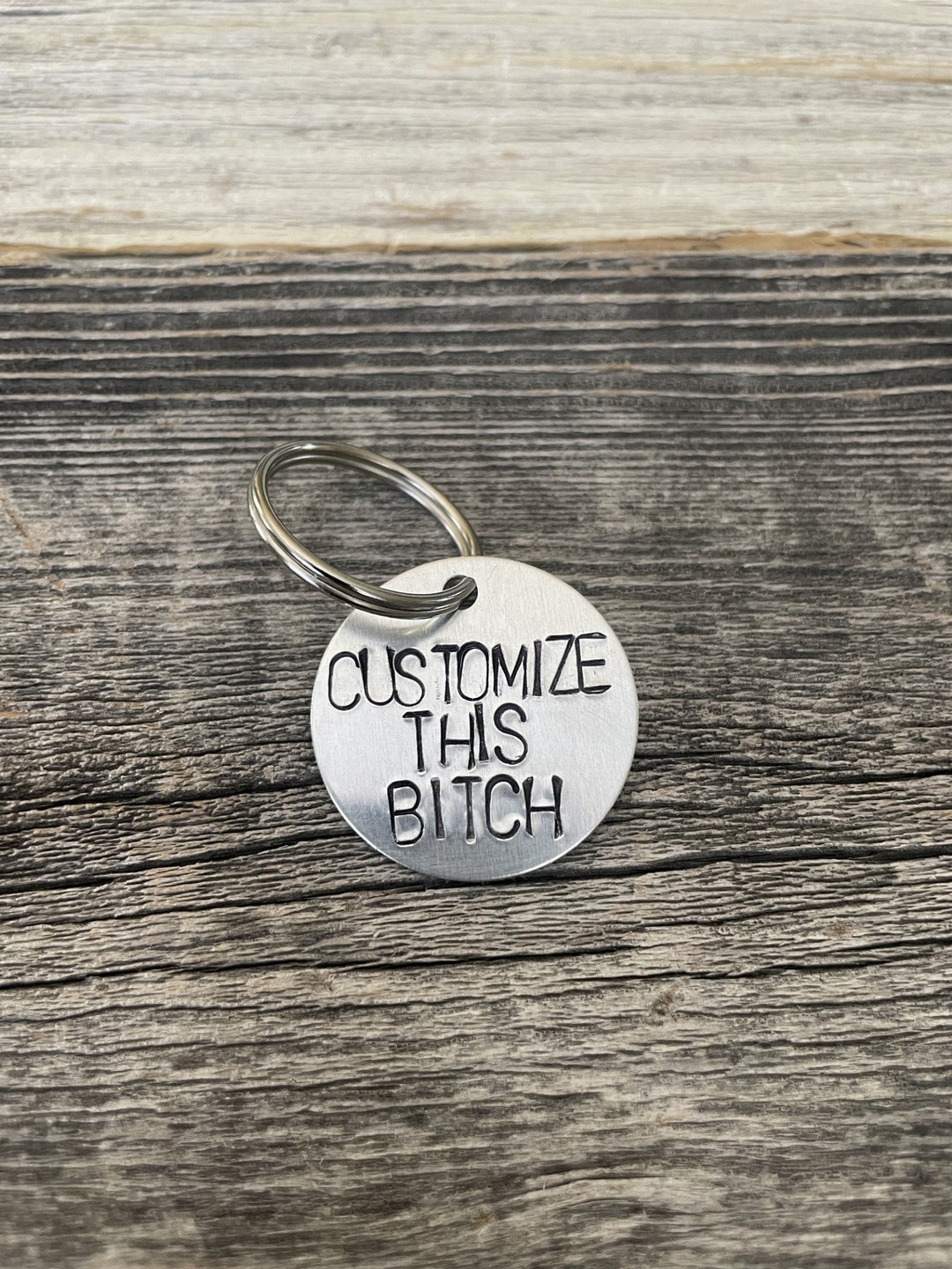 Custom Hand Stamped Metal Keychain in Aluminum or Bronze Etsy