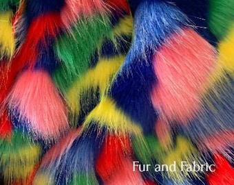 Primary Color Pieced Fox, Faux Fur Fabric,Craft Squares,Fun Fur - Baby Photos,Costumes,Props,Fashion,Sewing,Art Supplies,Yardage,Material