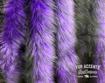 Black Tipped Purple Faux Fur Fabric, Craft Squares, Costume Material