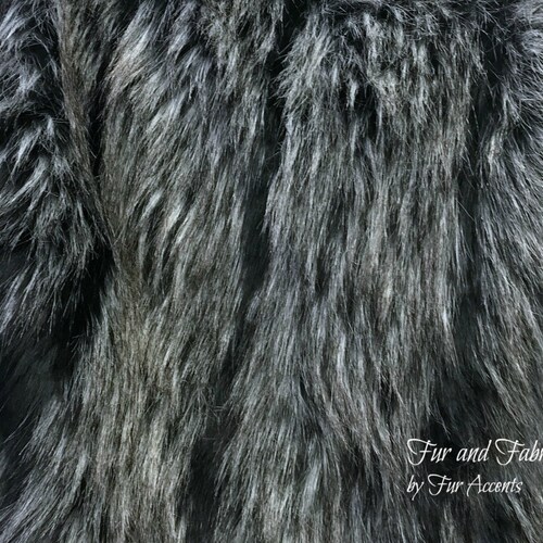 Faux Fur Grey Silver With Black Stripe Fake Fur Fabric - Etsy