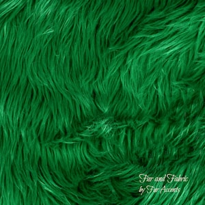 Hunter Green Faux Fur Fabric, 2-inch Pile, Craft Squares