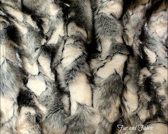 Gray Rabbit Faux Fur Fabric, Patchwork Craft Squares
