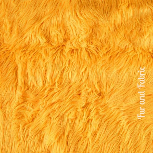 Sunflower Yellow, Egg Yolk, Faux Fur Fabric,Craft Squares,Fun Fur - Baby Photos,Costumes,Props,Fashion,Sewing,Art Supplies,Yardage,Material