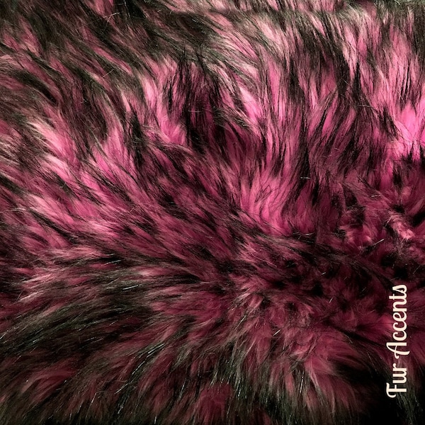 Faux Fur Fabric Thick Plush Jewel Toned Black Cherry Pink Shaggy Fun Fur Baby Photography Prop, Craft, Sewing, Supplies