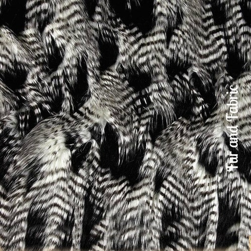 Black and White Feather Faux Fur Fabriccraft Squaresfun Fur Etsy