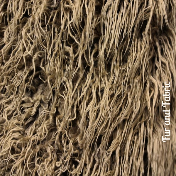 Tan Color Mongolian Sheepskin,Llama Faux Fur,Fabric,Craft Squares,Fun Fur,Costume fur,Fashion,Sewing,Craft Supplies,Yardage,Material