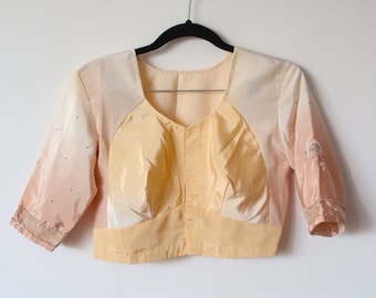 Vintage Beaded Crop Top. Beaded Blouse. Boho Top,blouse with short sleeves, hippie, peasant, cropped festival top 3