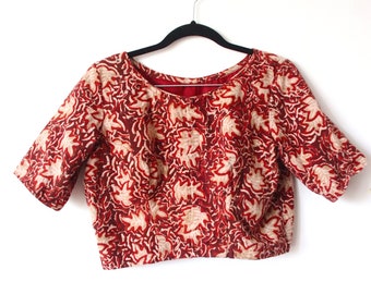 Vintage Brown  Earth Tone Crop top.Blouse. Boho Top,blouse with short sleeves, hippie, peasant, cropped festival top 5
