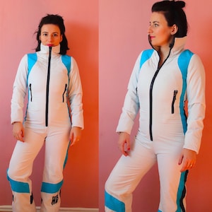 Vintage Einteiler Ski Anzug Ski Kostüm. Wintersportbekleidung, Activewear. Snowboard Overall. Retro Skioverall. S