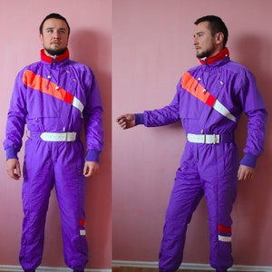 Vintage Einteiler Ski Anzug Ski Kostüm. Wintersportbekleidung, Activewear. Snowboard Overall. Retro Skioverall.