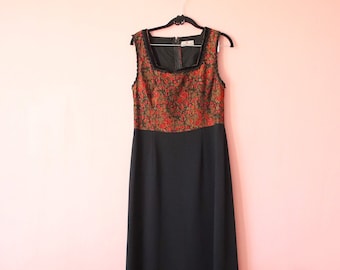 Vintage Trachten Ärmelloses Kleid Dirndl Österreichischen Cottagecore Folk Kleid, Alpen mittellang, Oktoberfest. H