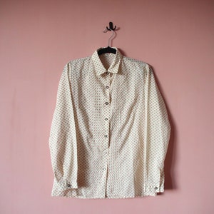 Vintage White Cotton Floral Patterned Blouse, Boho Shirt, hippie, peasant blouse, Dirndl Traditional
