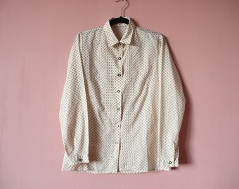 Vintage White Cotton Floral Patterned Blouse, Boho Shirt, hippie, peasant blouse, Dirndl Traditional 16