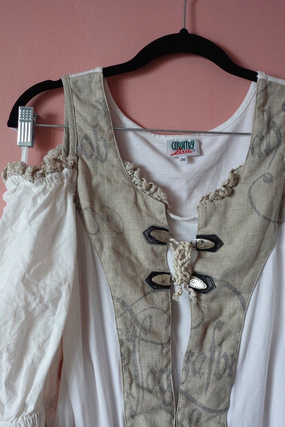 Vintage Linen Cotton half sleeve blouse, Boho blo… - image 3
