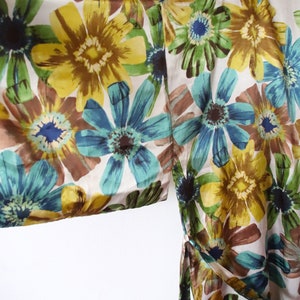 Vintage Kimono Robe 80er Jahre Floral Kimono Robe Japanische Dressing Boho Dessous Jacke SZ Bild 6