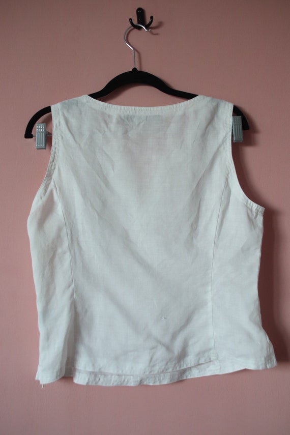 Vintage White 100% Linen crop top, boho blouse, s… - image 5