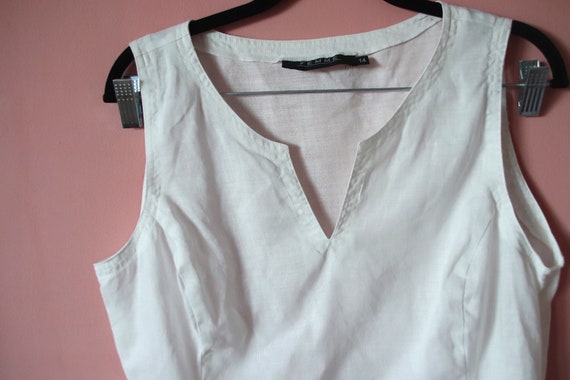 Vintage White 100% Linen crop top, boho blouse, s… - image 3
