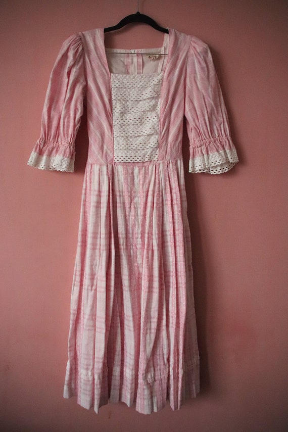 Vintage Trachten Balloon sleeve Long Cotton Dress… - image 9