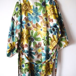 Vintage Kimono Robe 80er Jahre Floral Kimono Robe Japanische Dressing Boho Dessous Jacke SZ Bild 5