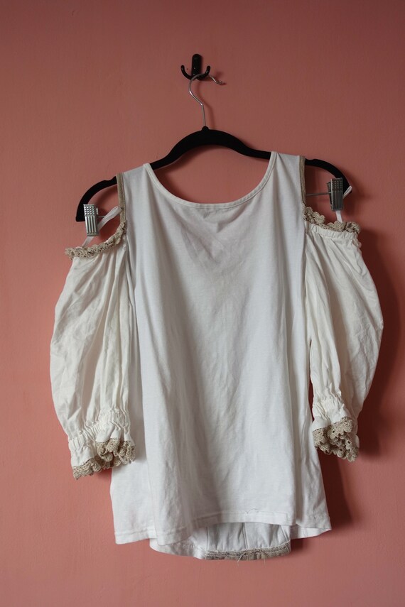 Vintage Linen Cotton half sleeve blouse, Boho blo… - image 6