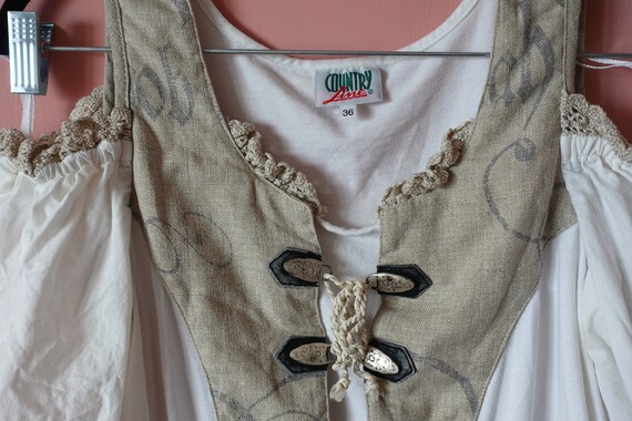 Vintage Linen Cotton half sleeve blouse, Boho blo… - image 5