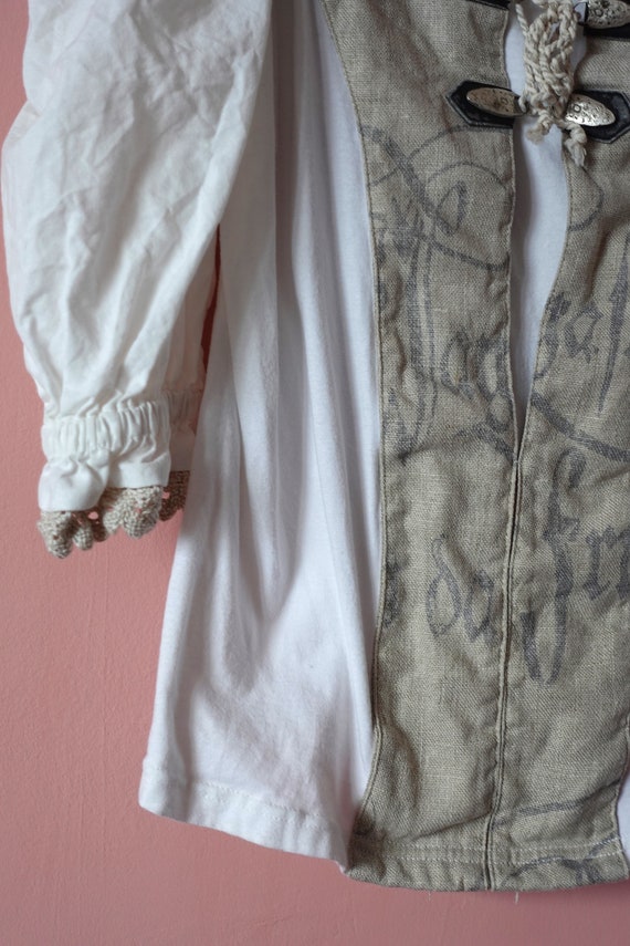 Vintage Linen Cotton half sleeve blouse, Boho blo… - image 4