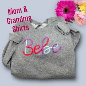 Mom Sweatshirts Chenille Yarn Sweatshirt for Mom Grandma Mama, Custom Shirt Puffy letters, fuzzy letters Chenille letters names on sleeve
