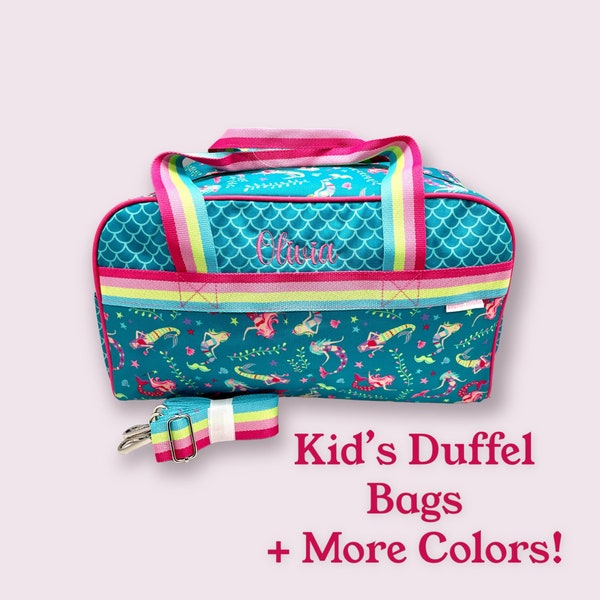 Personalized duffle bag for kids, monogram duffel, travel bag for girls, Stephen Joseph overnight bag, child's weekend bag for toddlers