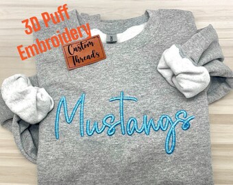 3D Puff Embroidered Team Sweatshirt | Custom Spirit Wear Sports Mom Shirts