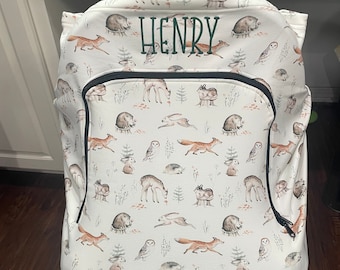 Personalized Baby Carseat Cover | Woodland Animals | Nursing, High Chair & Stroller Cover | Custom Monogram