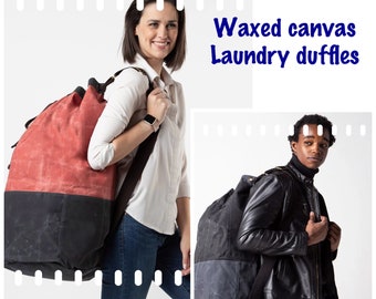 Unisex Laundry Bag Gift for Graduates Waxed Canvas Laundry Tote, Personalized Graduation Gift Waxed Laundry Duffle