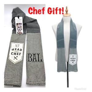 Personalized kitchen boa towel scarf, grilling accessories, monogrammed gifts for foodies, housewarming gift for chefs, guy chef gift