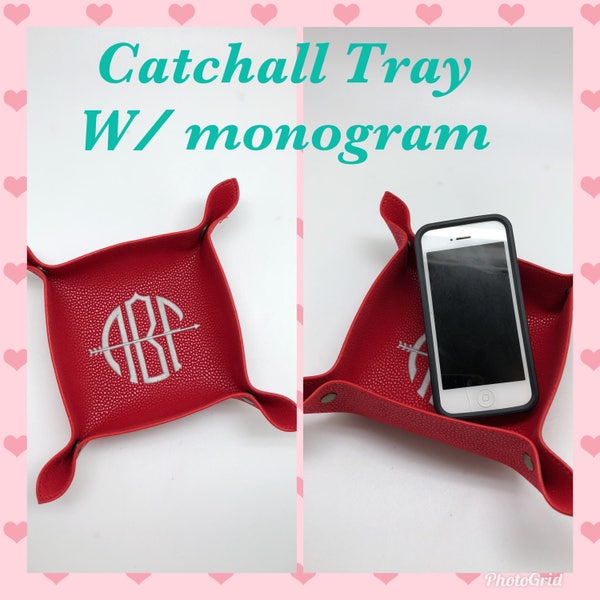 Valet Tray with monogram, his or hers catch all, phone holder, desk organizer, personalized guy or girl gift, monogrammed catchall