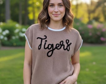 Custom Chenille Name Sweater, Personalized Team Mascot Top, Game Day Spirit Shirt