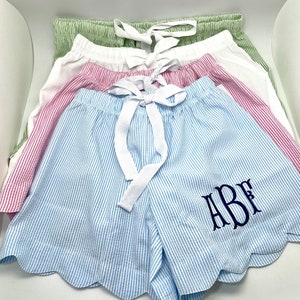 Monogram pajama shorts, personalized bridesmaid gift, seersucker shorts, bridal party gifts, graduation gifts for her, dorm shorts