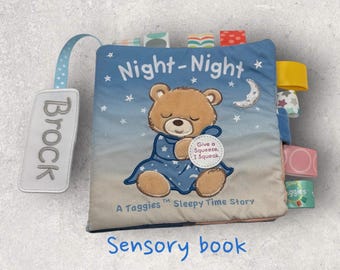 Personalized Baby Bear Soft Book, Sensory Toy, Bedtime Book