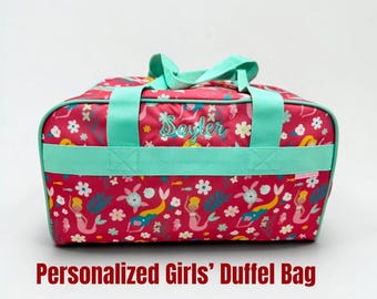 Personalized Girls' Mermaid Duffle Bag, Stephen Joseph Travel Overnight Bag