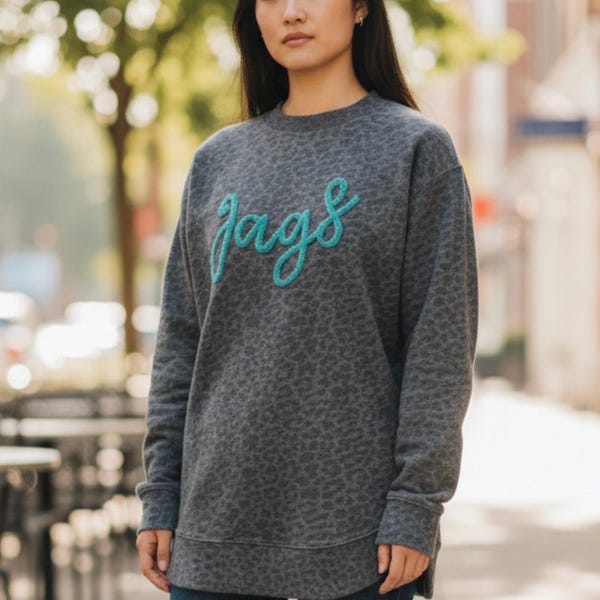 Chenille Letter Oversized Sweatshirt Team Sports Shirts Round Hem Tunic style Spirit wear Team Mom Fuzzy Letters Puffy Letters