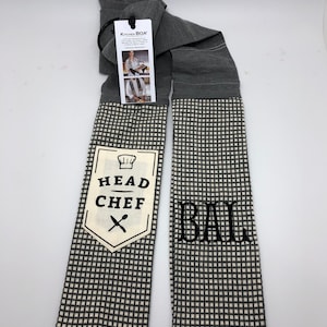 SALE Personalized kitchen boa towel scarf, grilling accessories, monogrammed gifts for foodies, Father&#39;s Day gift for dad, guy chef gift
