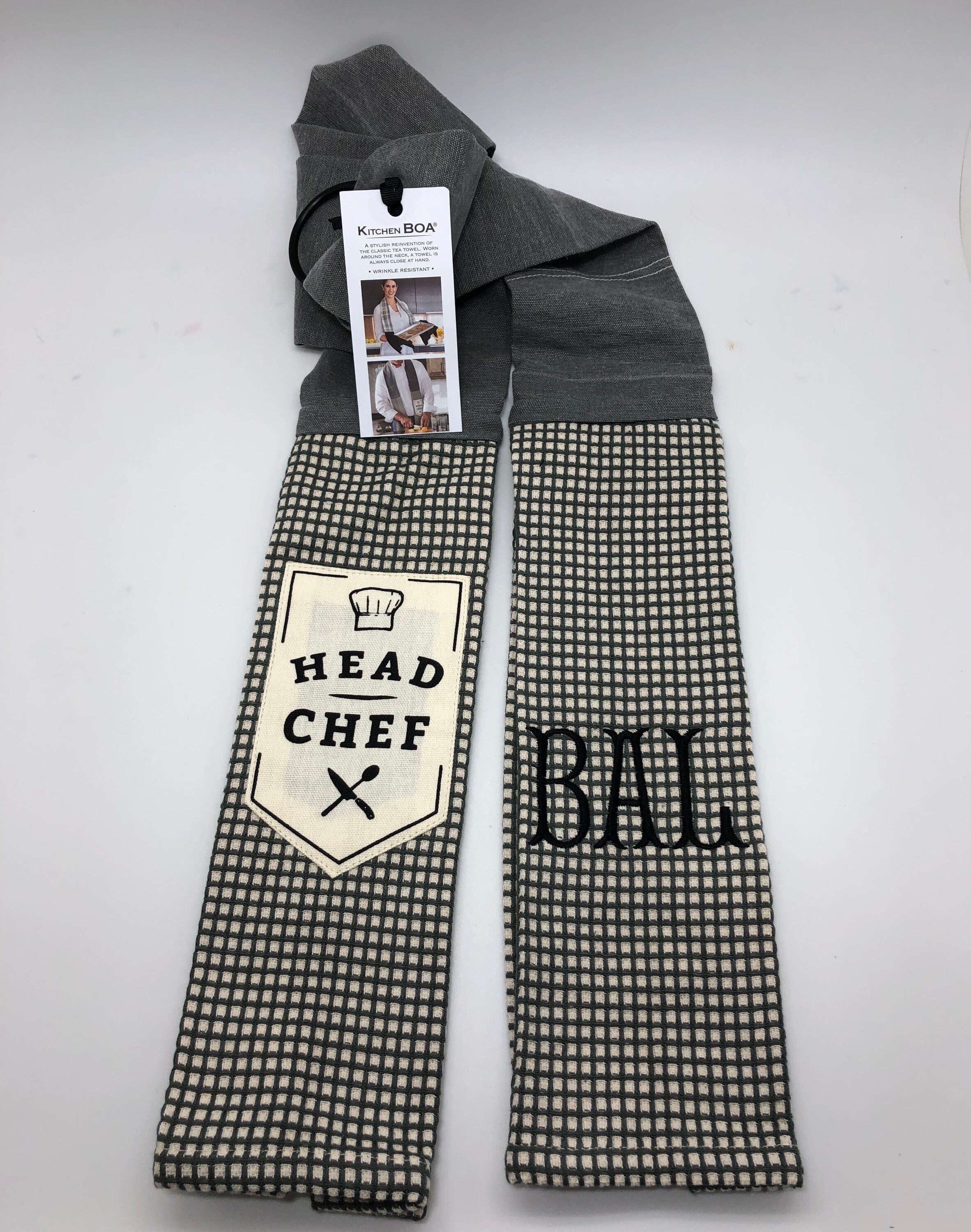 Personalized Kitchen Boa Towel Scarf, Grilling Accessories, Monogrammed  Gifts for Foodies, Housewarming Gift for Chefs, Guy Chef Gift 