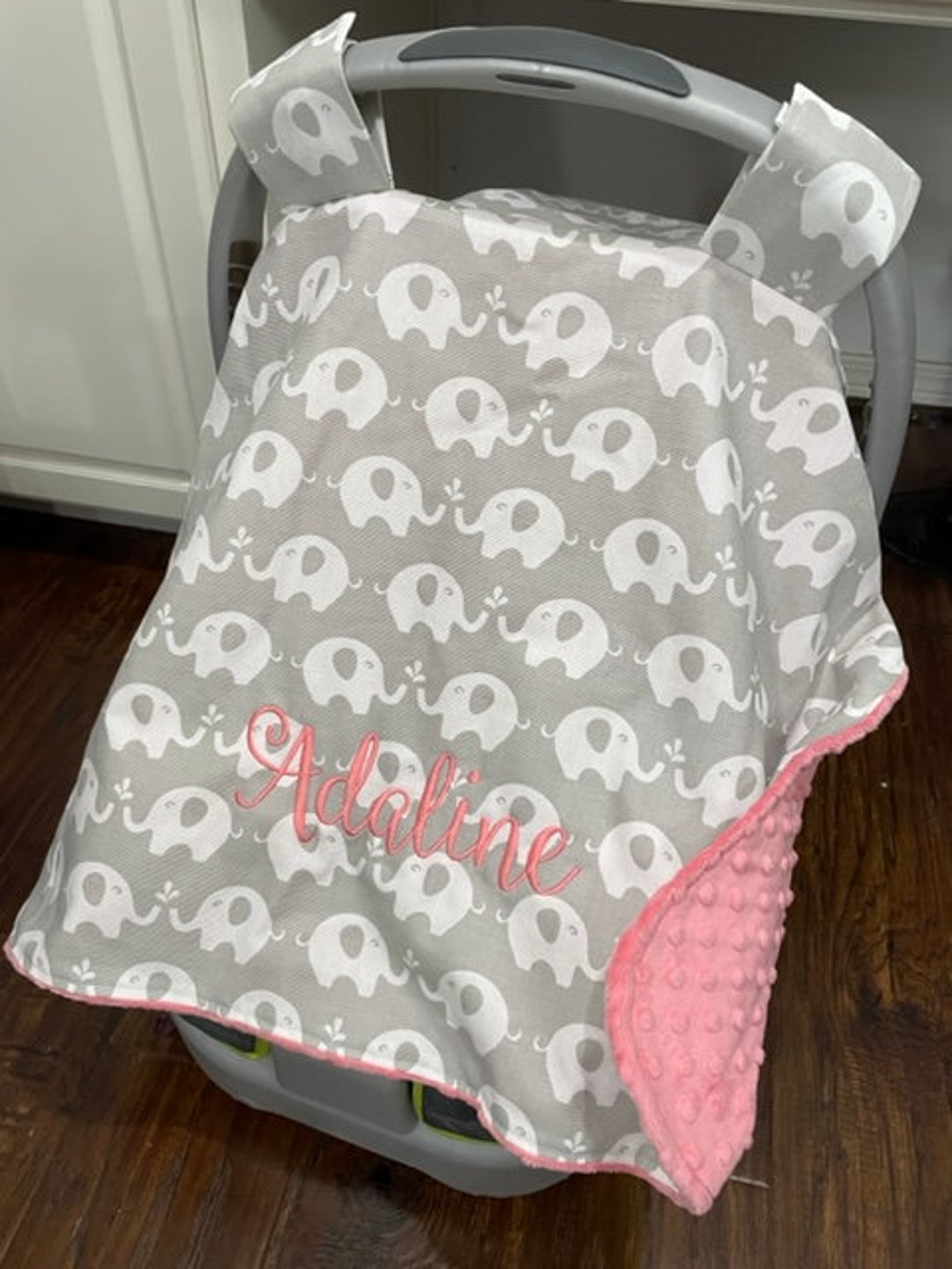 Monogrammed Carseat Canopy Personalized Carrier Cover Baby Etsy
