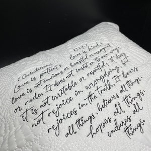 Wedding Gift Pillow, 1 Corinthians 13 Love is Patient scripture, Christian gift for couple, bridal shower gift, Personalized 18x18 pillow