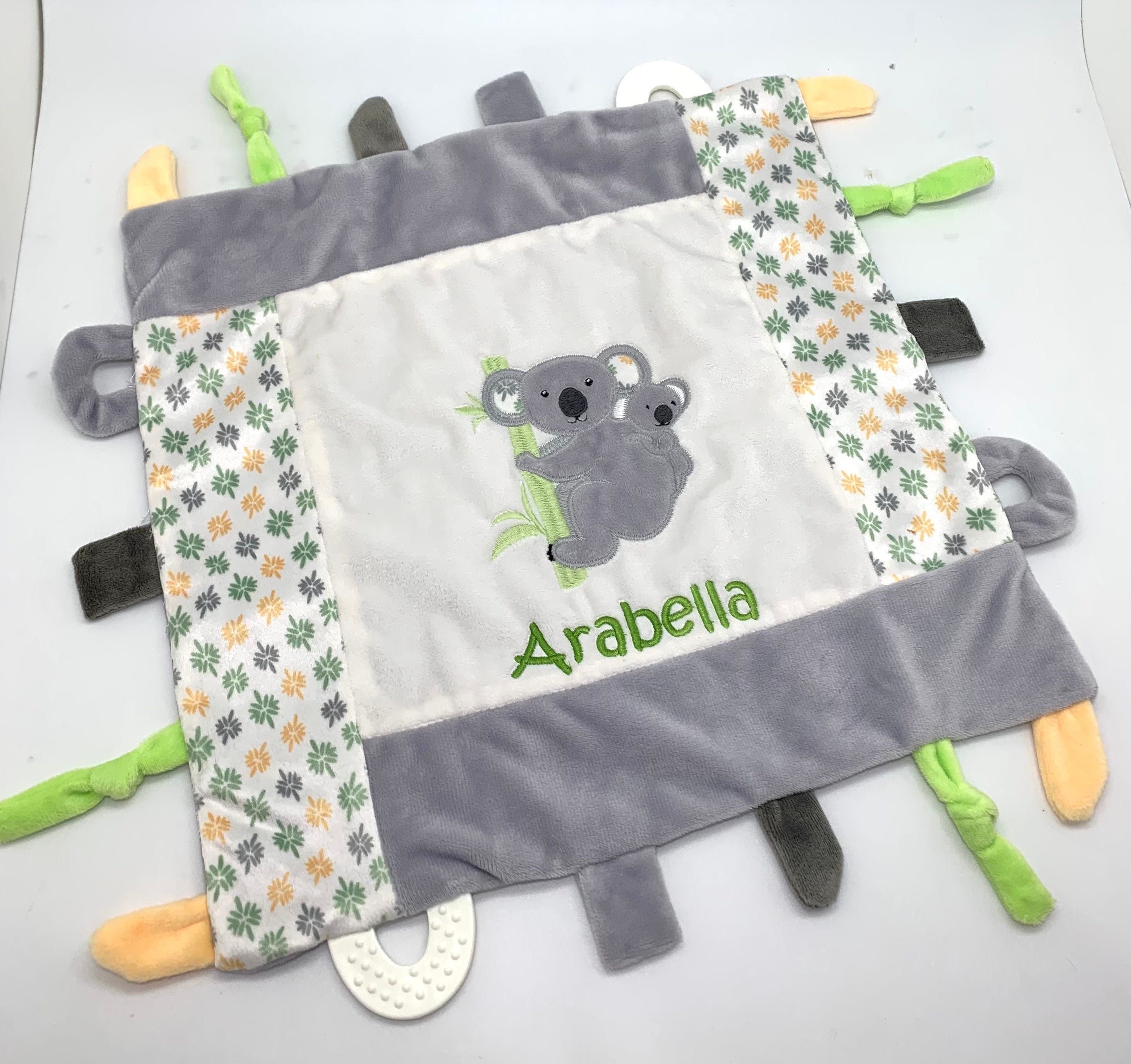 Personalized Baby Sensory Blanket Teething Toy Unique Baby Etsy